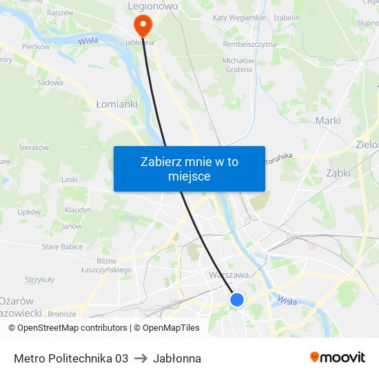 Metro Politechnika 03 to Jabłonna map