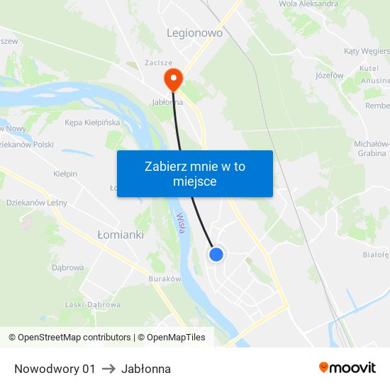 Nowodwory to Jabłonna map