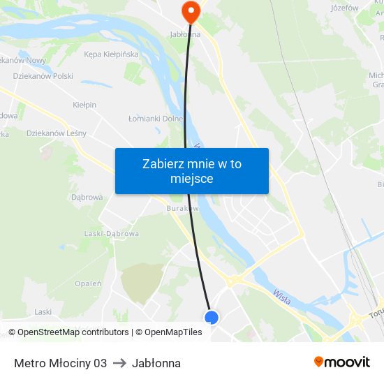 Metro Młociny 03 to Jabłonna map