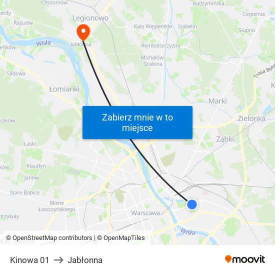 Kinowa 01 to Jabłonna map