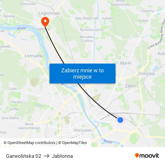 Garwolińska 02 to Jabłonna map