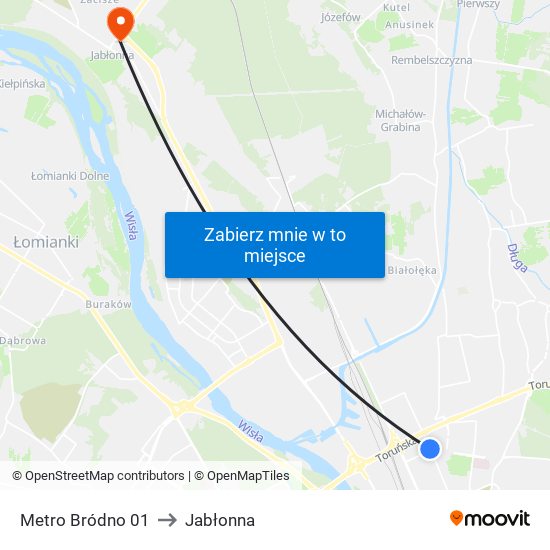 Metro Bródno 01 to Jabłonna map