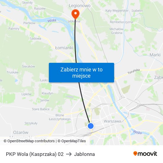 PKP Wola (Kasprzaka) 02 to Jabłonna map