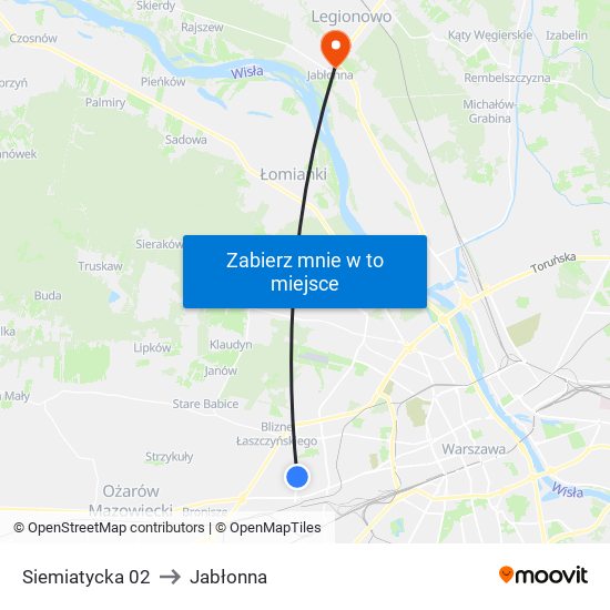 Siemiatycka to Jabłonna map