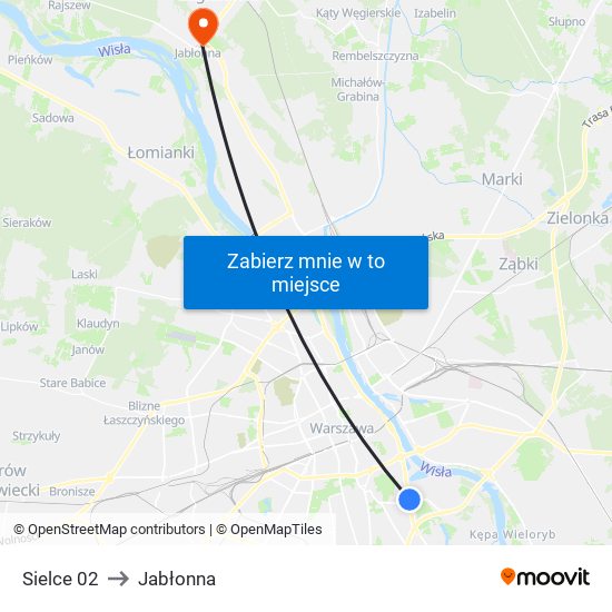 Sielce to Jabłonna map