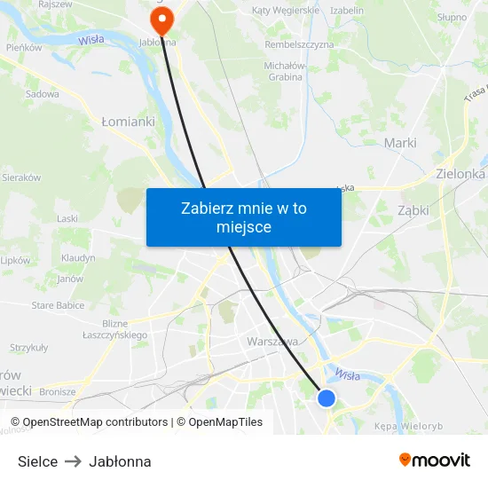 Sielce to Jabłonna map