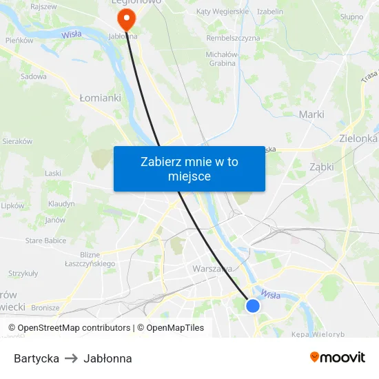 Bartycka to Jabłonna map