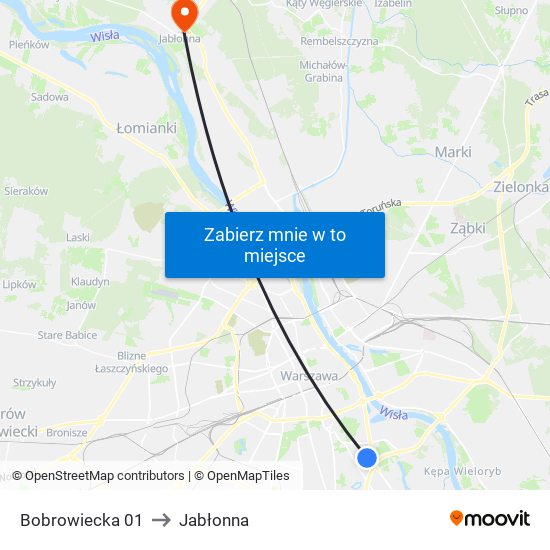 Bobrowiecka 01 to Jabłonna map