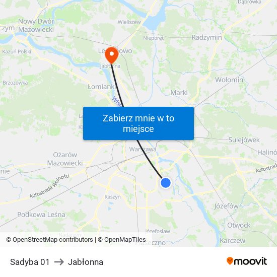 Sadyba 01 to Jabłonna map