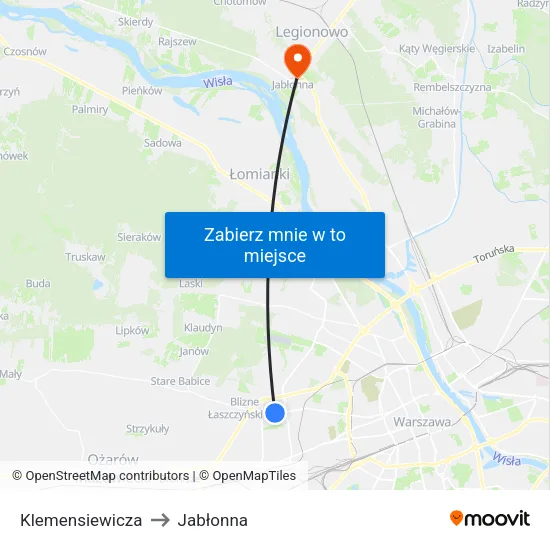 Klemensiewicza to Jabłonna map