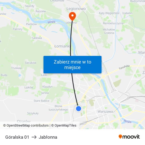 Góralska to Jabłonna map