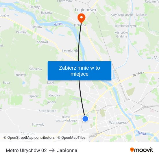 Metro Ulrychów 02 to Jabłonna map