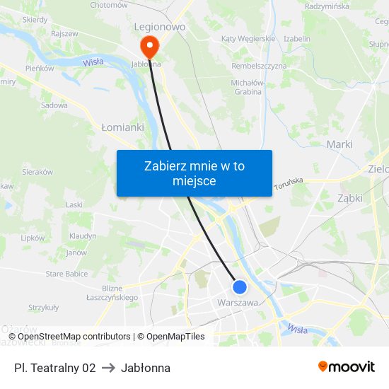 Pl. Teatralny to Jabłonna map