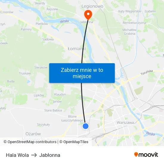 Hala Wola to Jabłonna map