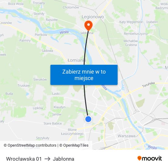 Wrocławska 01 to Jabłonna map