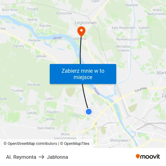 Al. Reymonta to Jabłonna map