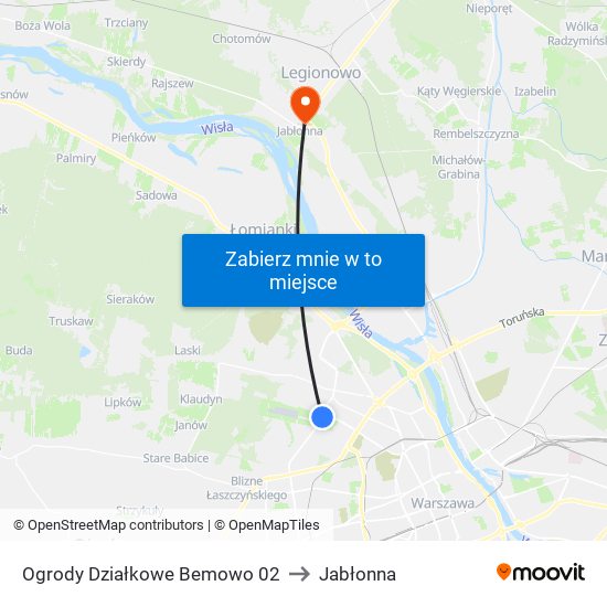 Ogrody Działkowe Bemowo 02 to Jabłonna map