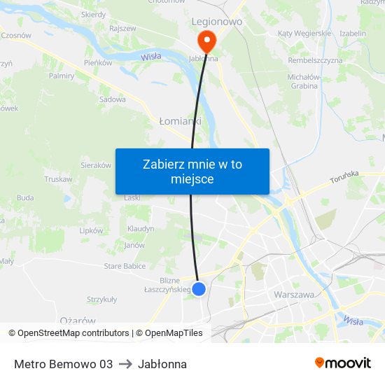 Metro Bemowo 03 to Jabłonna map