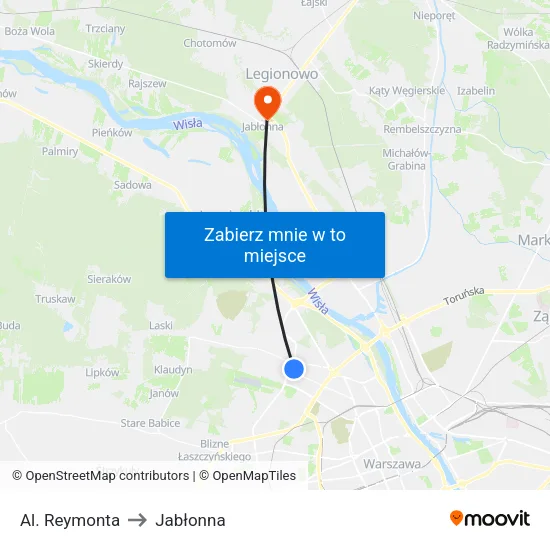 Al. Reymonta to Jabłonna map