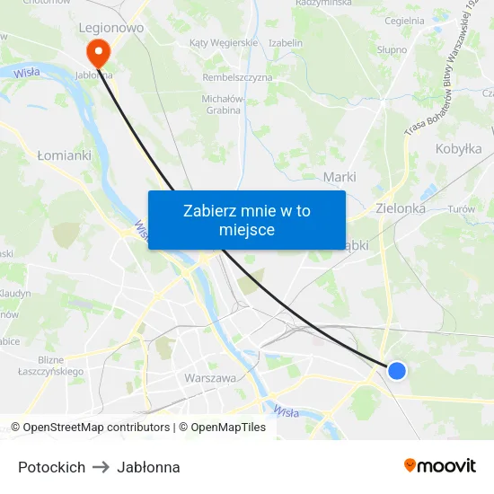Potockich to Jabłonna map