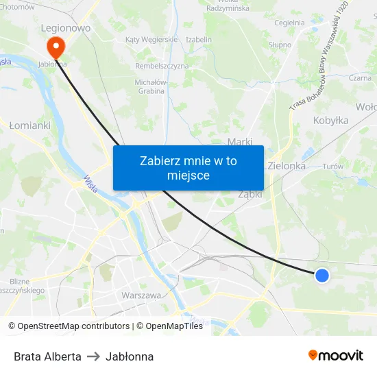 Brata Alberta to Jabłonna map