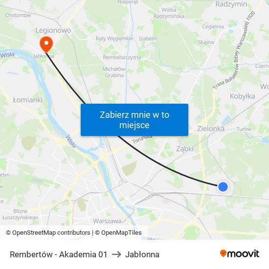 Rembertów-Akademia to Jabłonna map