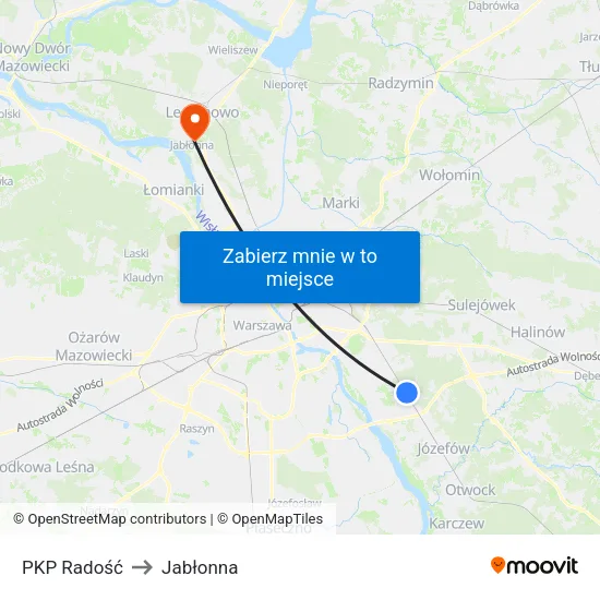 PKP Radość to Jabłonna map