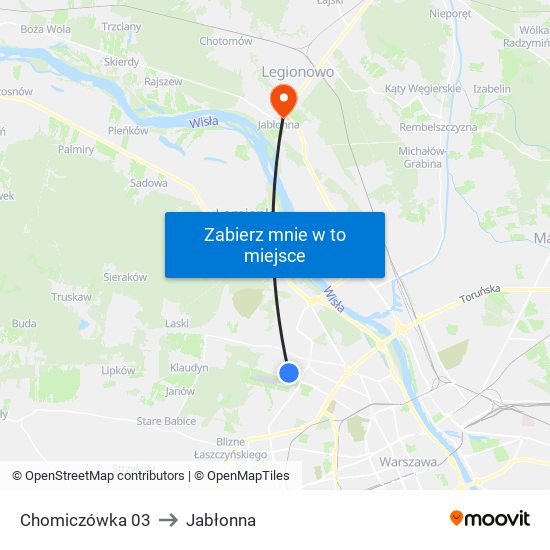 Chomiczówka to Jabłonna map