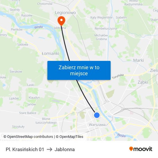 Pl. Krasińskich to Jabłonna map