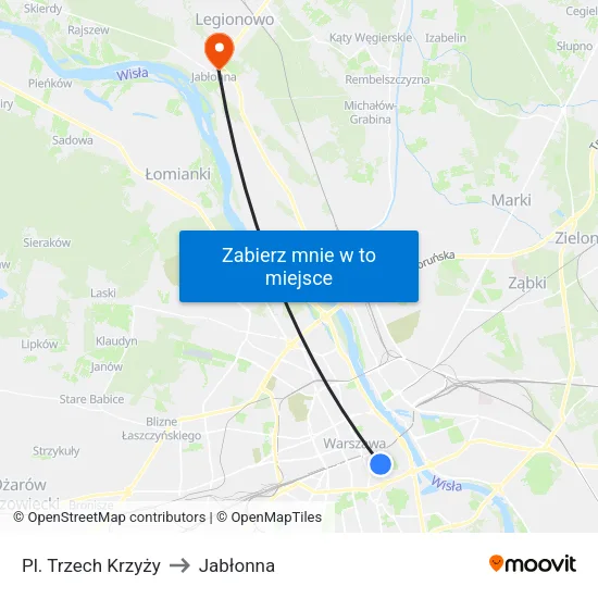 Pl. Trzech Krzyży to Jabłonna map