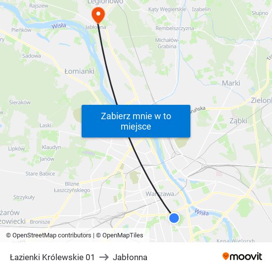 Łazienki Królewskie 01 to Jabłonna map