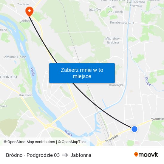 Bródno-Podgrodzie to Jabłonna map