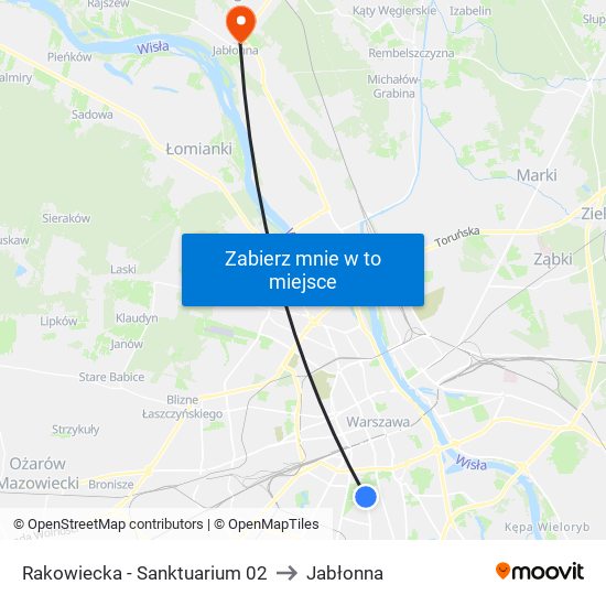 Rakowiecka-Sanktuarium to Jabłonna map