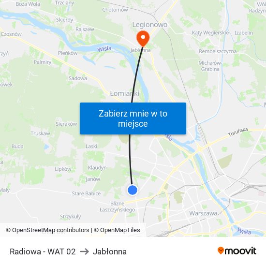 Radiowa - WAT 02 to Jabłonna map