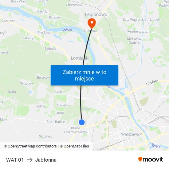 WAT 01 to Jabłonna map