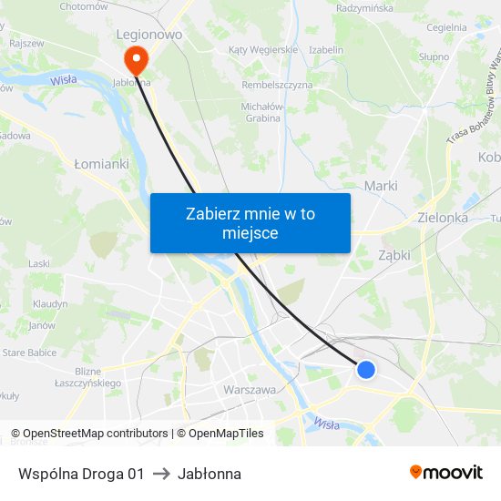 Wspólna Droga 01 to Jabłonna map