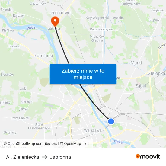 Al. Zieleniecka to Jabłonna map