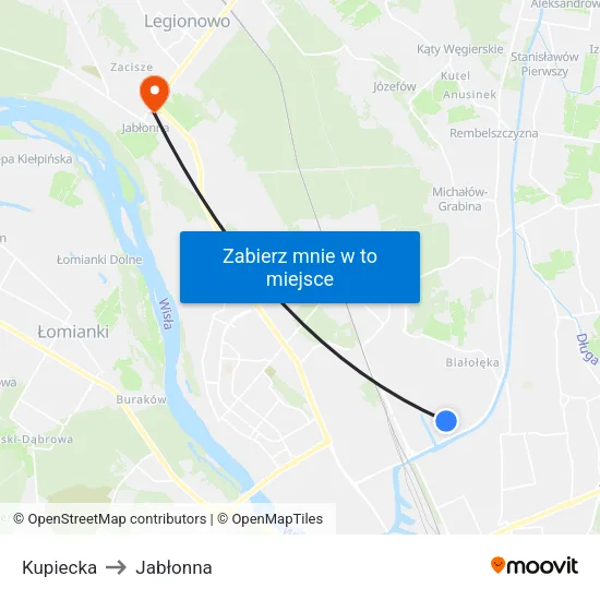 Kupiecka to Jabłonna map