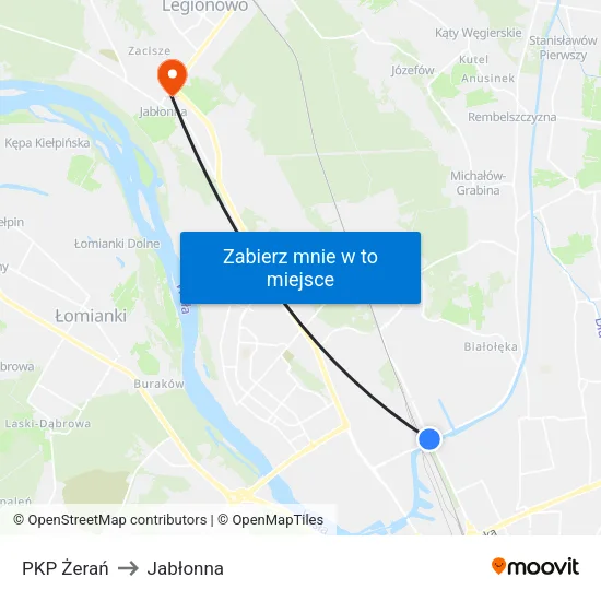 PKP Żerań to Jabłonna map