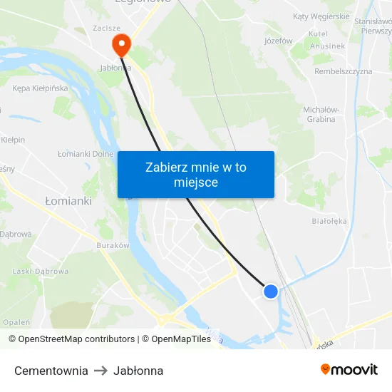 Cementownia to Jabłonna map
