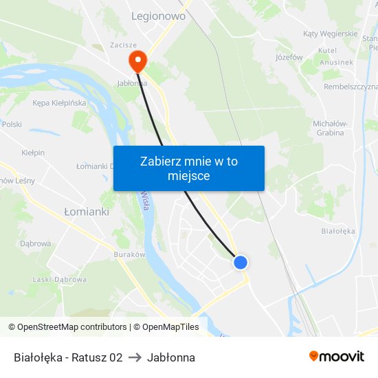 Białołęka-Ratusz to Jabłonna map