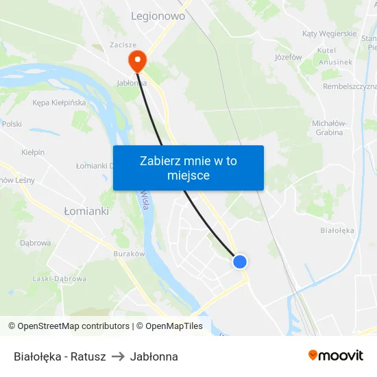 Białołęka - Ratusz to Jabłonna map