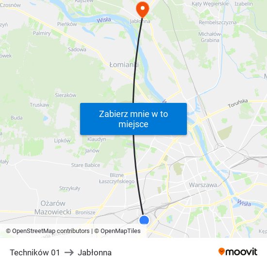 Techników to Jabłonna map