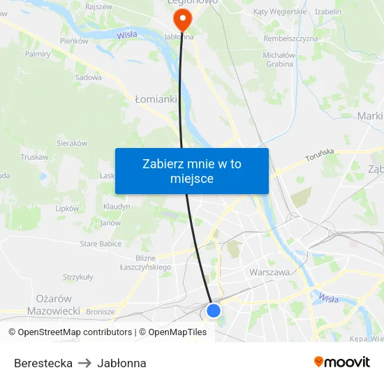 Berestecka to Jabłonna map