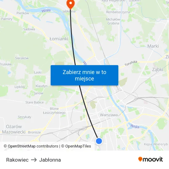 Rakowiec to Jabłonna map