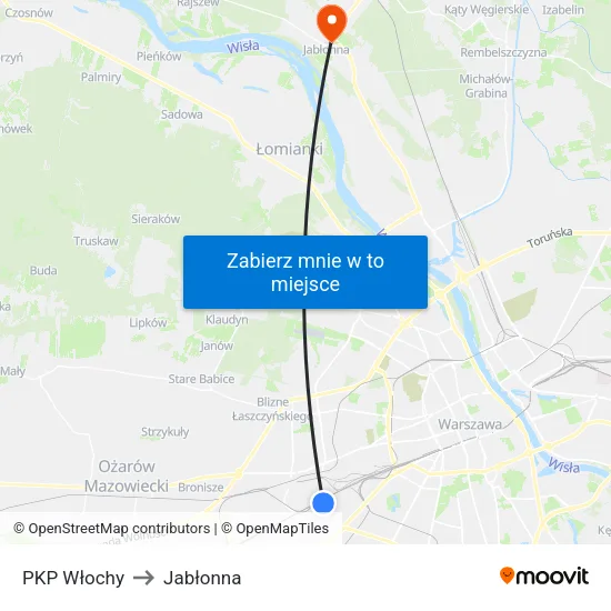 PKP Włochy to Jabłonna map