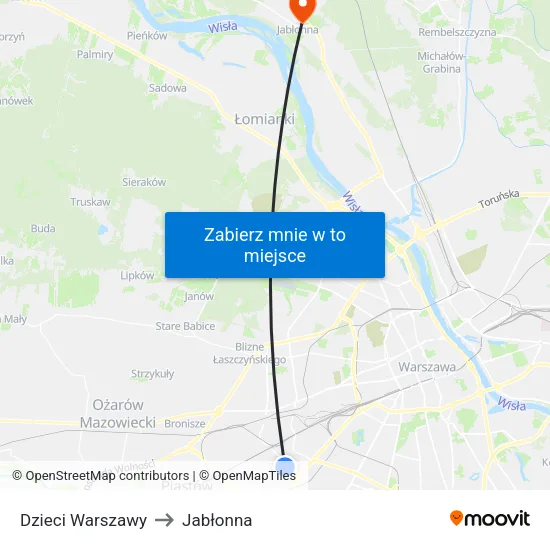 Dzieci Warszawy to Jabłonna map