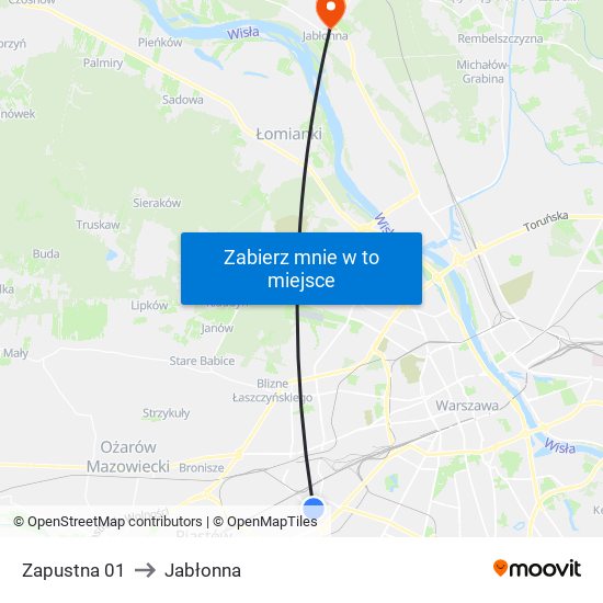 Zapustna to Jabłonna map