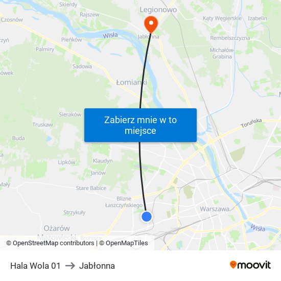 Hala Wola 01 to Jabłonna map