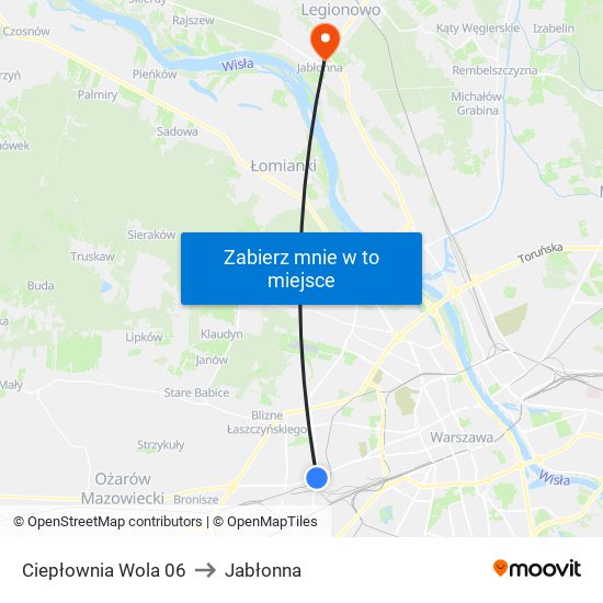 Ciepłownia Wola to Jabłonna map